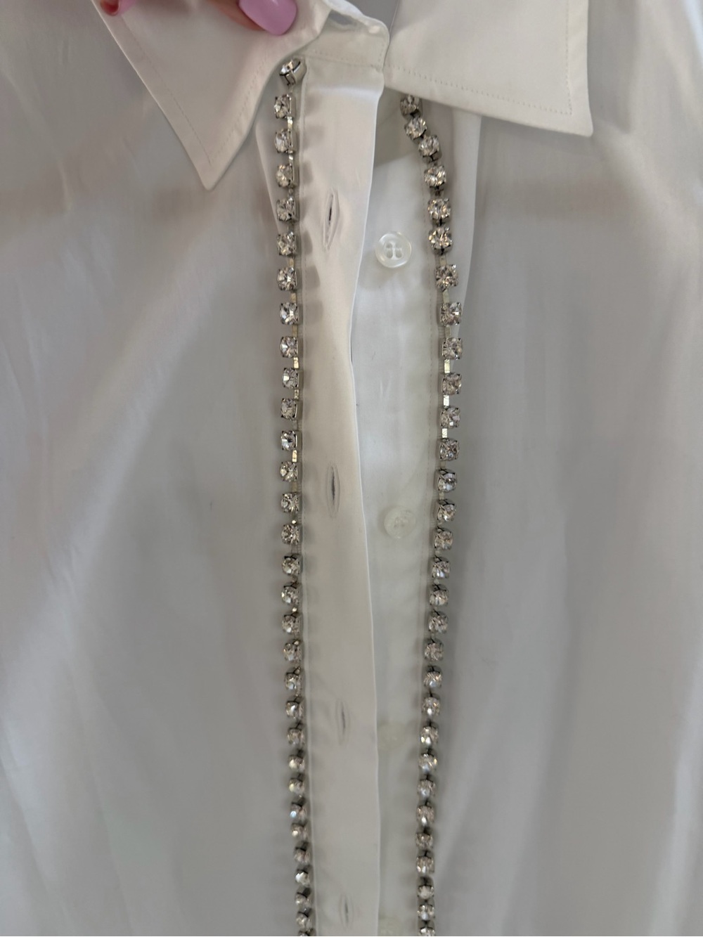 Philipp Plein White SHIRT/Dress Shirt with front embellished crystals, back logo